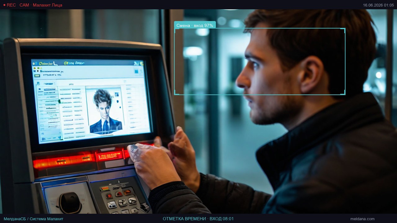 Отметка прихода по лицу на терминале учёта рабочего времени