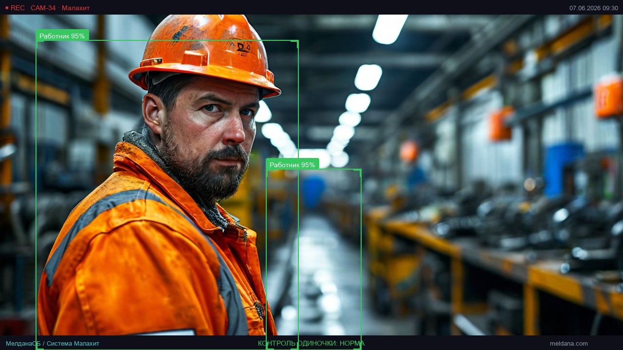 Детекция падения работника с помощью видеоаналитики Малахит
